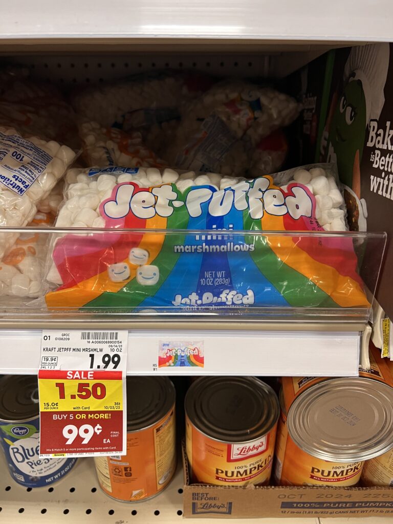 jet-puffed mini marshmallows kroger shelf image