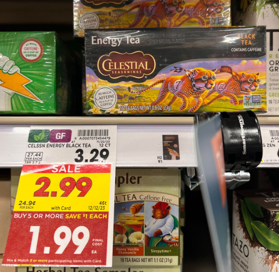 Celestial Seasoning Tea Bags Kroger Shelf Image