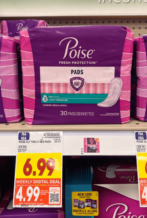 poise pads kroger shelf image 