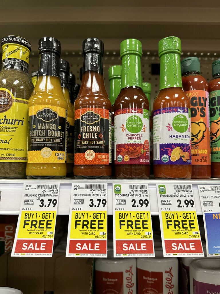 PS and STO hot sauce kroger shelf image