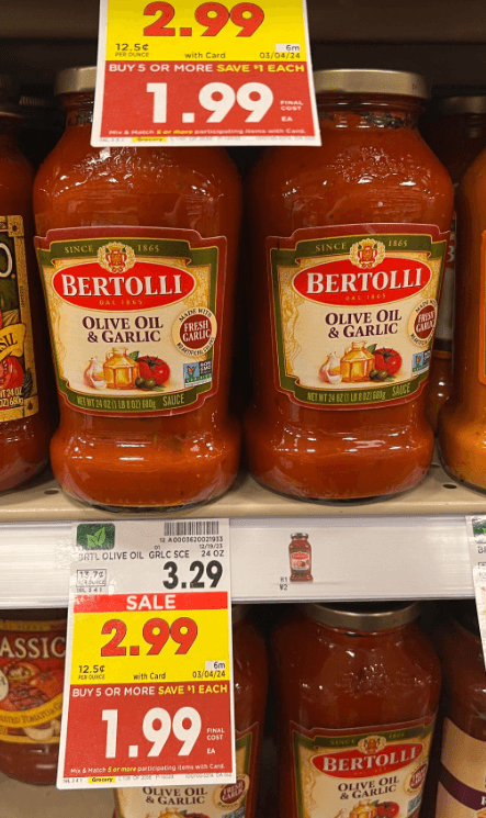 Bertolli Pasta Sauce Kroger Shelf Image 1