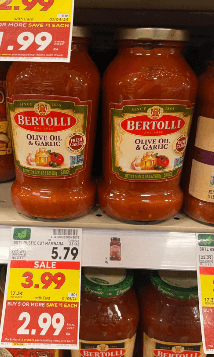 Bertolli Pasta Sauce Kroger Shelf Image 1
