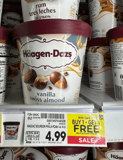 Haagen-Dazs Ice Cream Kroger Shelf Image