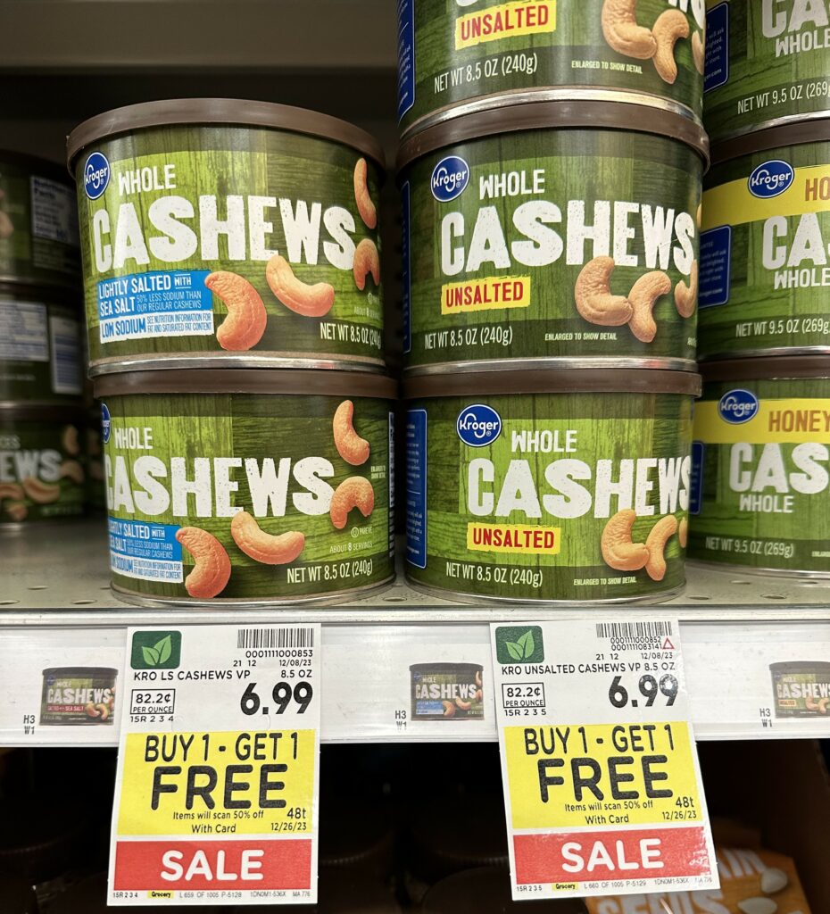 kroger cashews shelf image