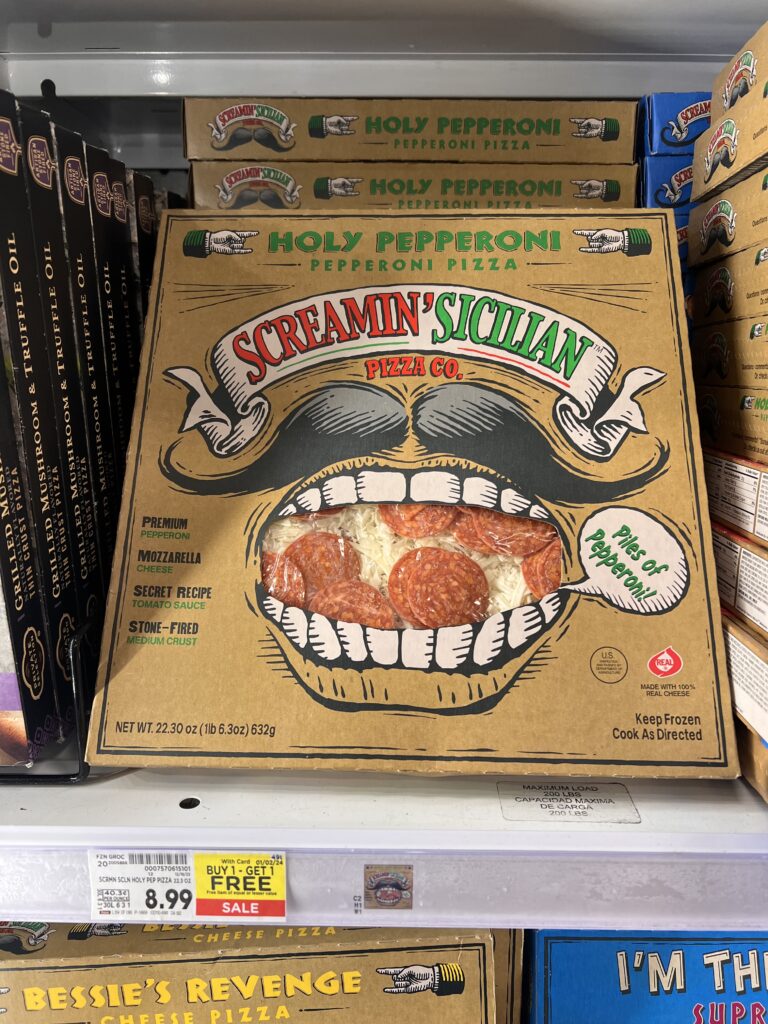 screamin sicilian pizza kroger shelf image