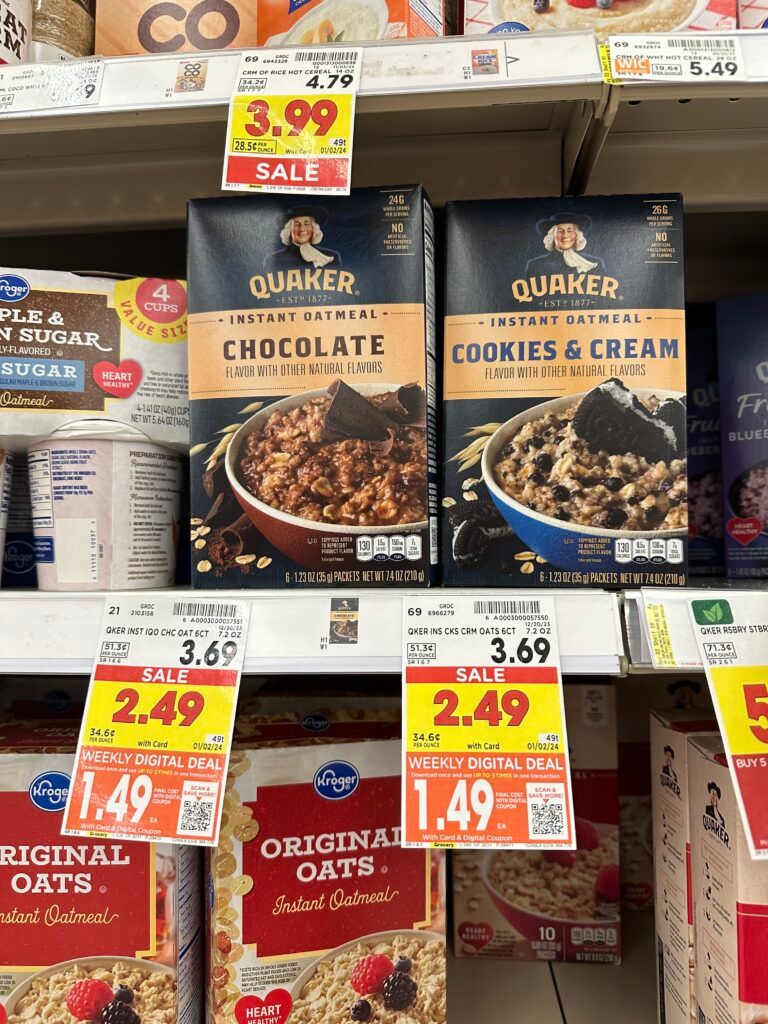 quaker instant oatmeal kroger shelf image