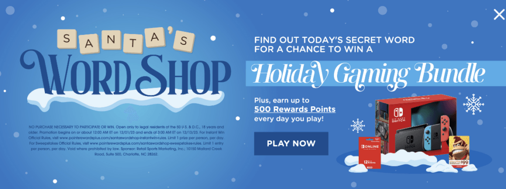 points rewards plus santa's word kroger