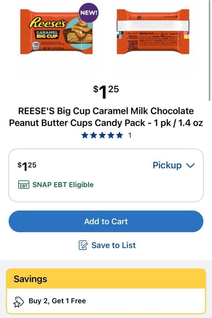 reeses big cup kroger shelf image