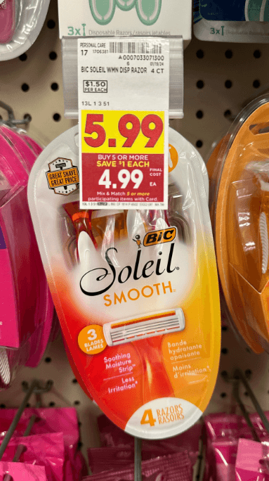 BIC Soleil Smooth Disposable Razor Kroger Shelf Image