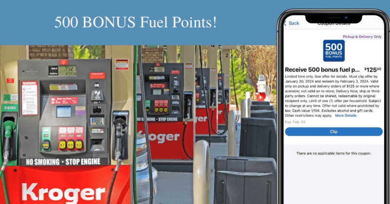 500 Bonus Fuel Points on your Kroger Pickup or Delivery Order (when you ...