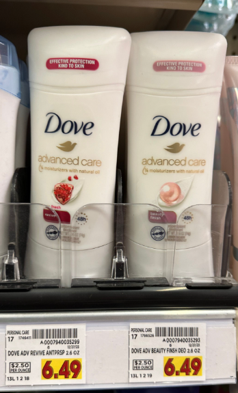 Dove Advanced Care Antiperspirant Kroger Shelf Image