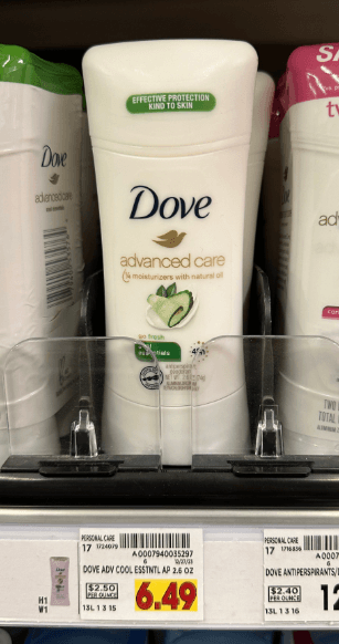 Dove Advanced Care Antiperspirant Kroger Shelf Image