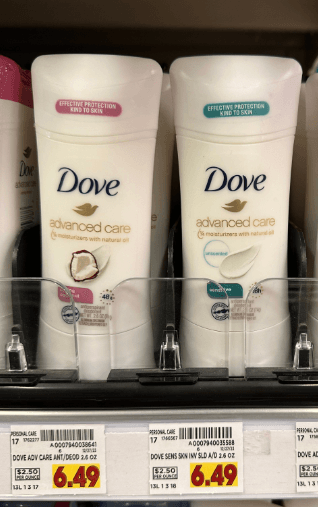 Dove Advanced Care Antiperspirant Kroger Shelf Image