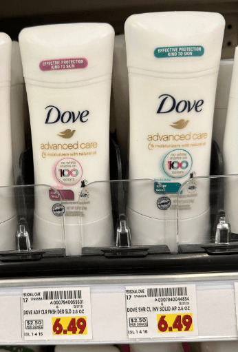 Dove Advanced Care Antiperspirant Kroger Shelf Image