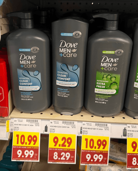 Dove Men+Care Body Wash Kroger Shelf Image
