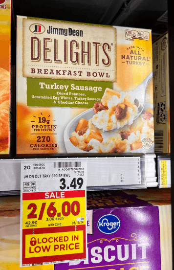 Jimmy Dean Delights Breakfast Bowls Kroger Shelf Image