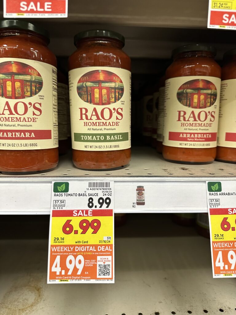 rao's pasta sauce kroger shelf image