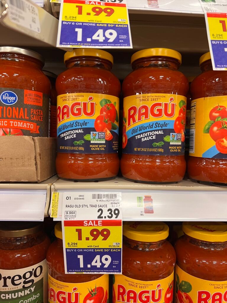 ragu pasta sauce kroger shelf image