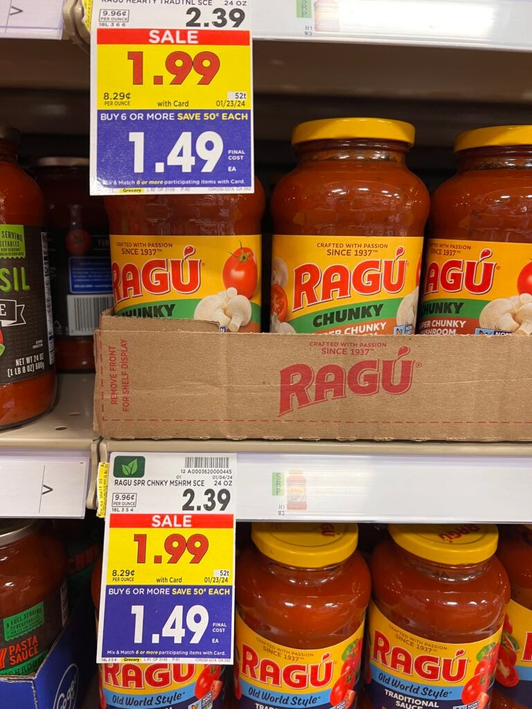 ragu pasta sauce kroger shelf image