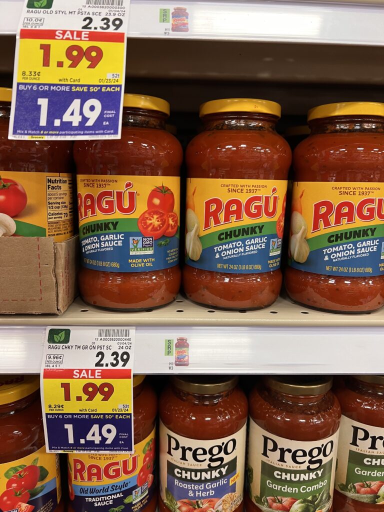 ragu pasta sauce kroger shelf image