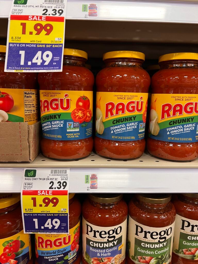 ragu pasta sauce kroger shelf image