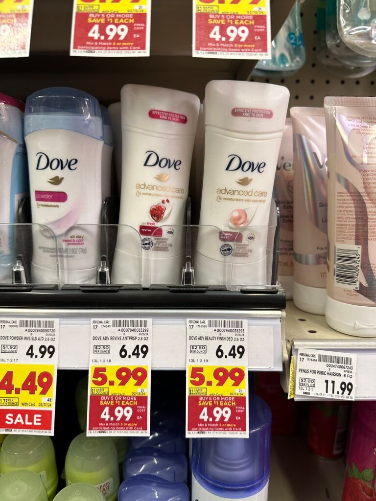 dove deodorant kroger shelf image