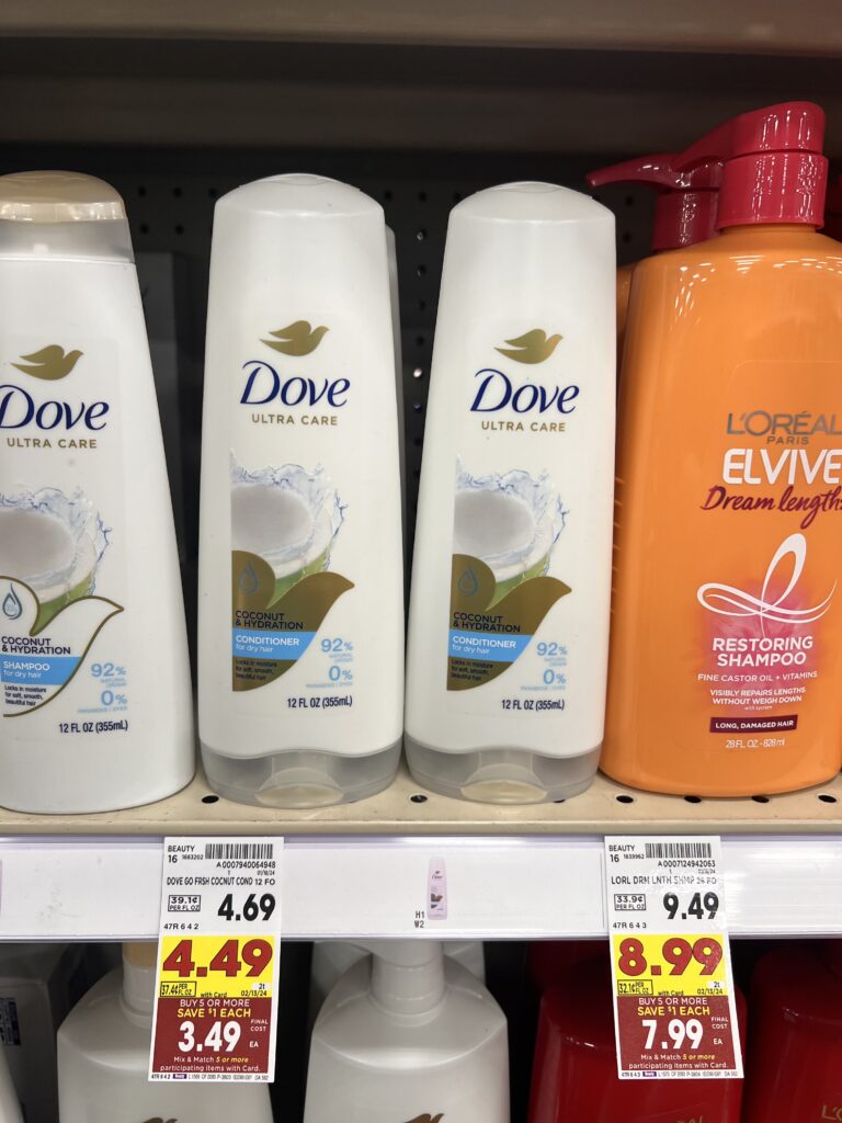 dove shampoo or conditioner kroger shelf image