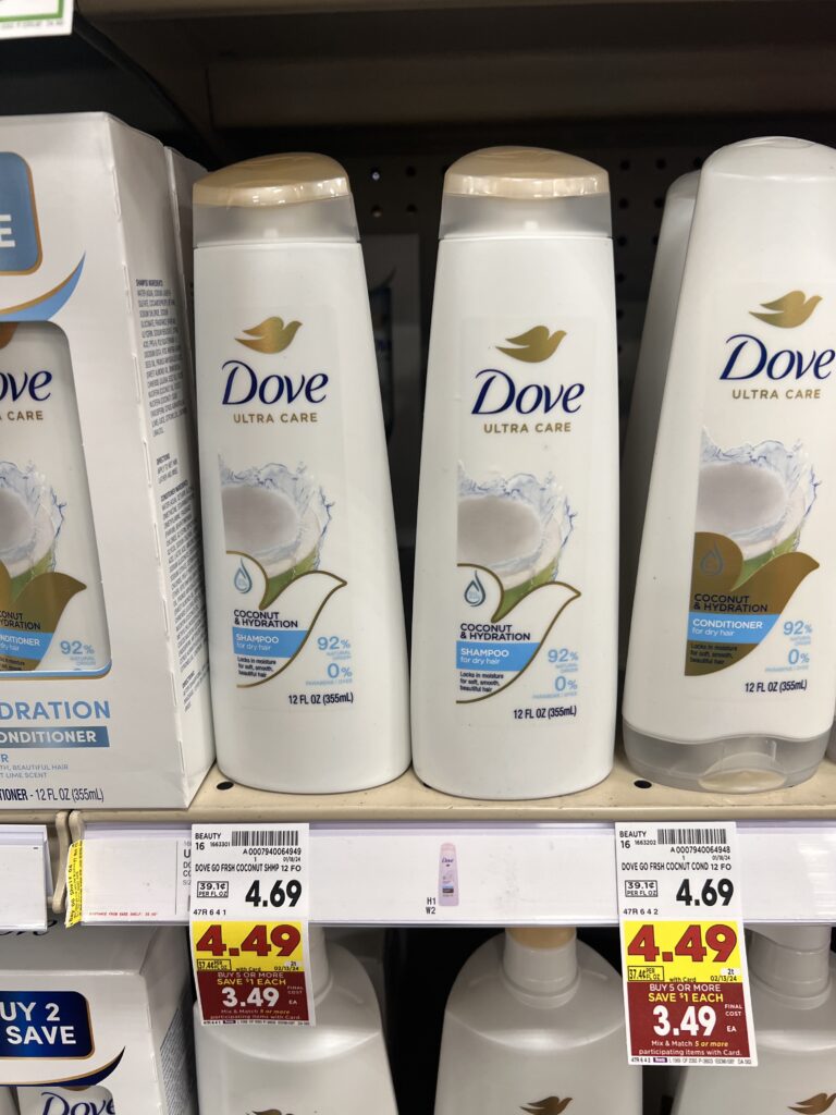 dove shampoo or conditioner kroger shelf image