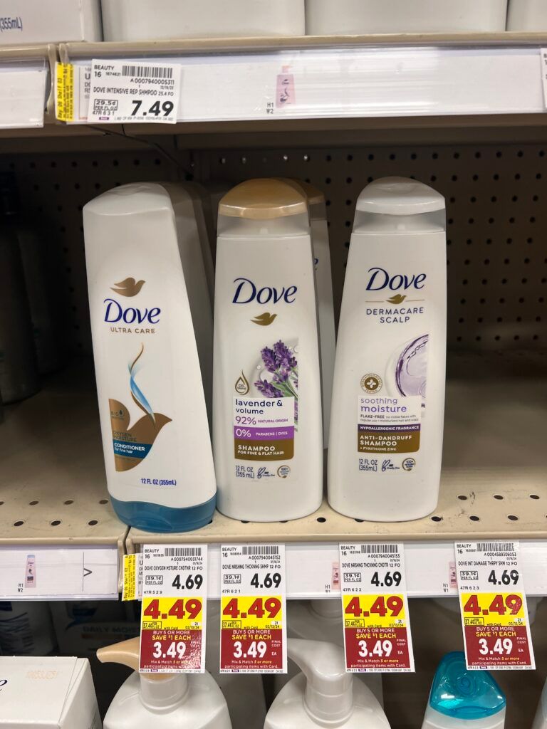 dove shampoo or conditioner kroger shelf image