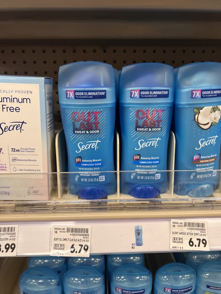 secret deodorant kroger shelf image