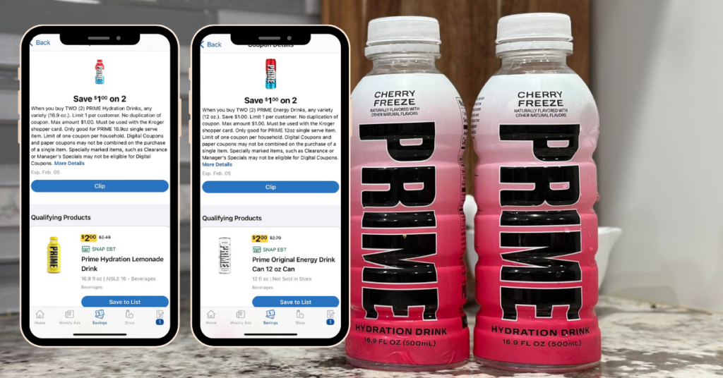 Prime Hydration and Energy Drinks Kroger Digital Coupons