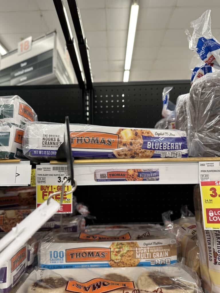 Thomas' English Muffins, Bagels and Swirl Bread Kroger Shelf Image