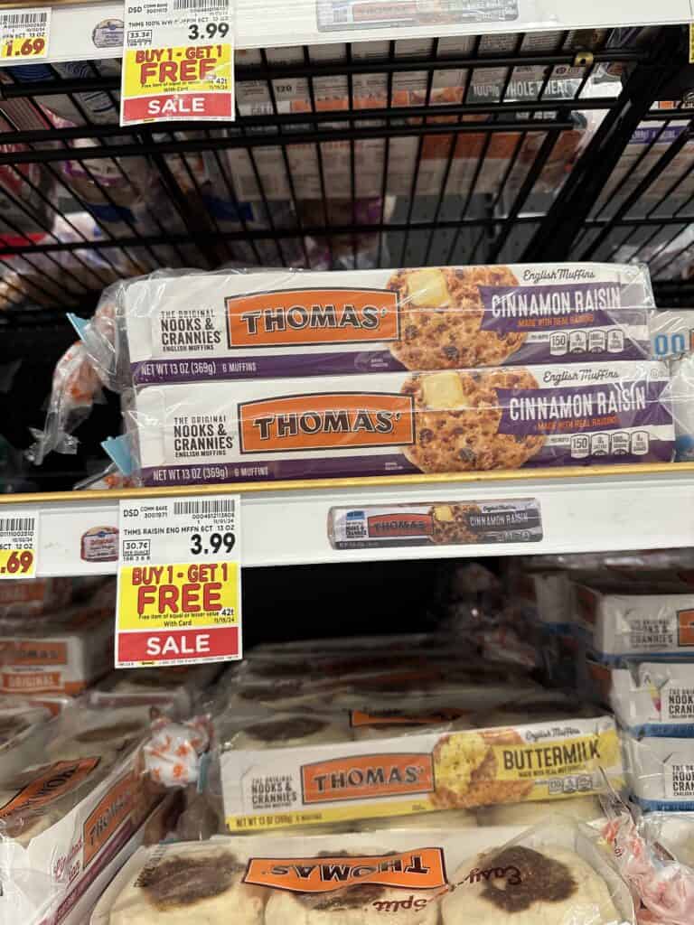 Thomas' English Muffins, Bagels and Swirl Bread Kroger Shelf Image