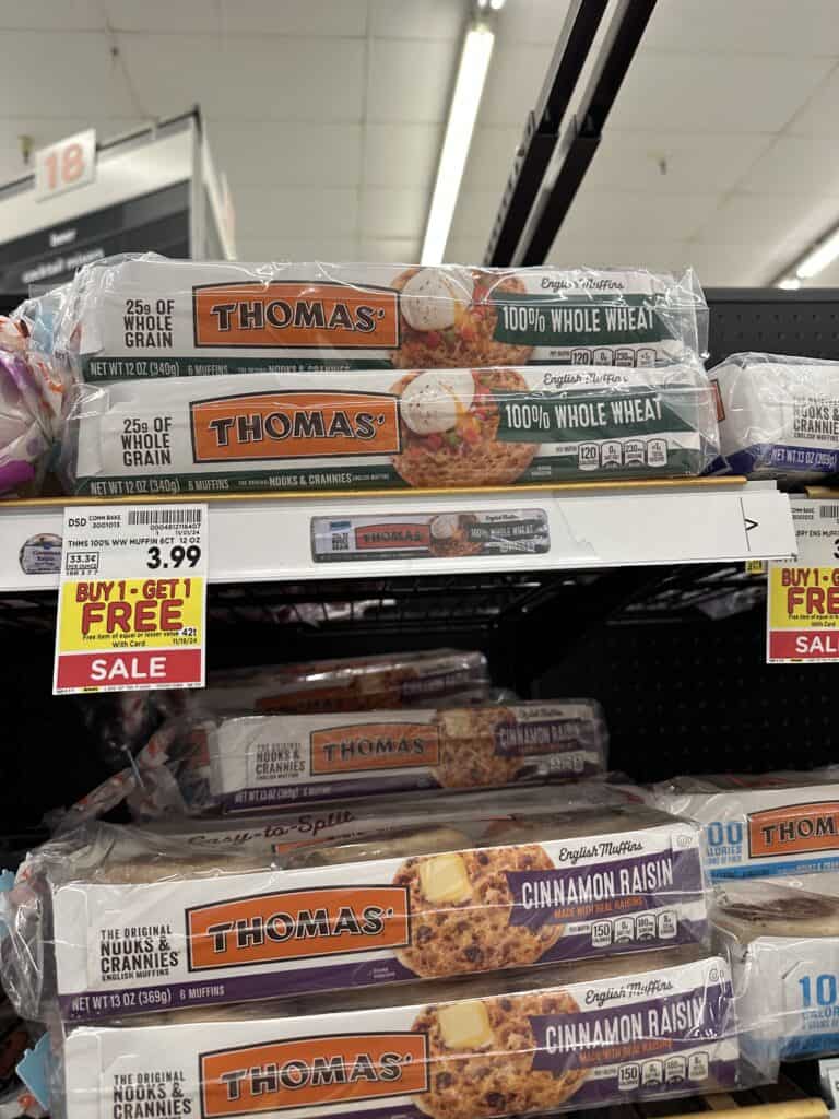 Thomas' English Muffins, Bagels and Swirl Bread Kroger Shelf Image
