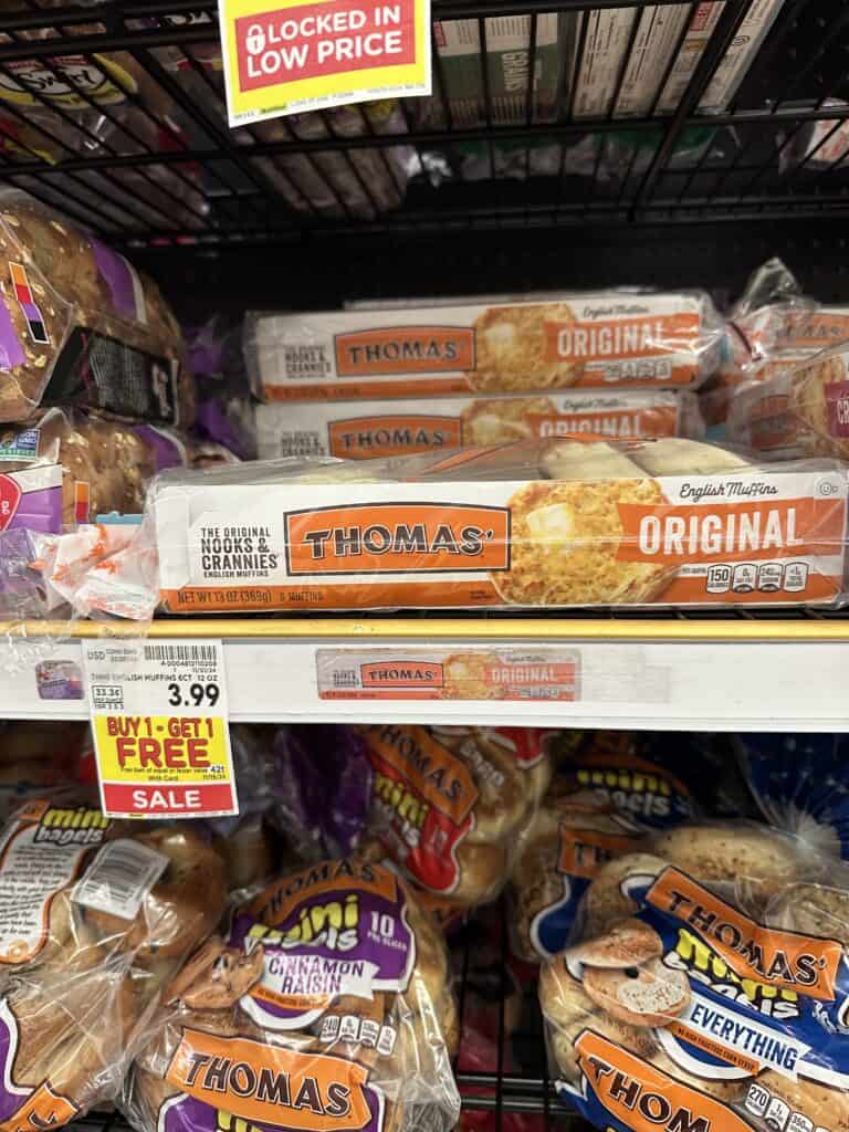 Thomas' English Muffins, Bagels and Swirl Bread Kroger Shelf Image