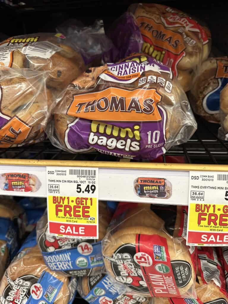 Thomas' English Muffins, Bagels and Swirl Bread Kroger Shelf Image