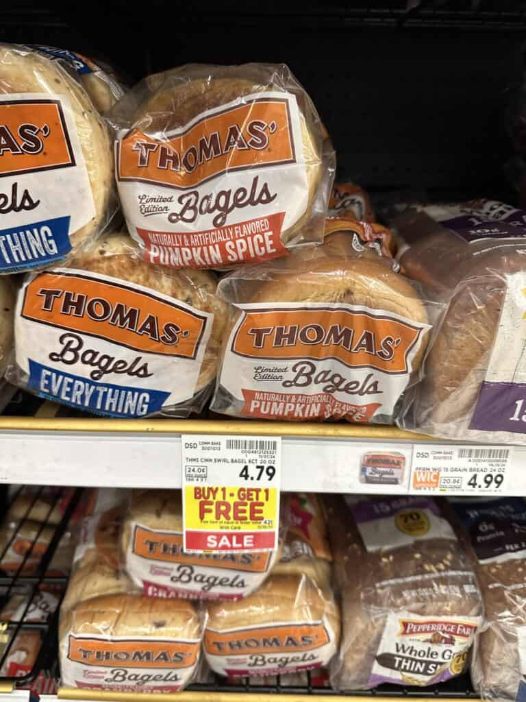 Thomas' English Muffins, Bagels and Swirl Bread Kroger Shelf Image