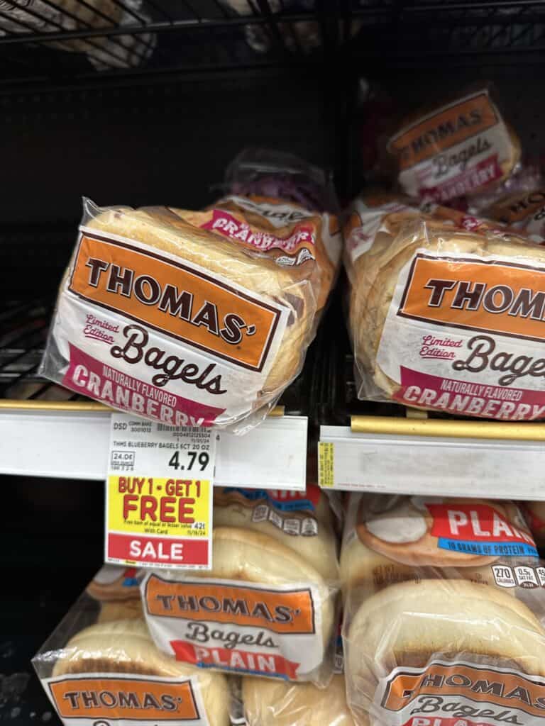 Thomas' English Muffins, Bagels and Swirl Bread Kroger Shelf Image
