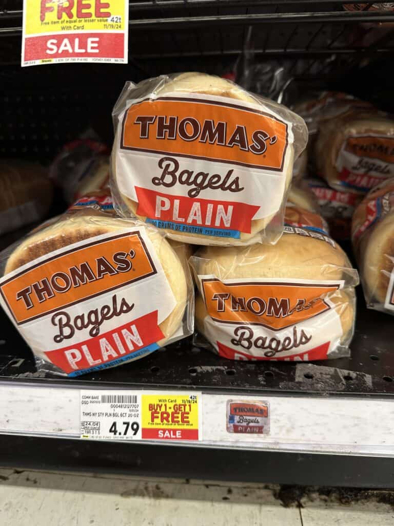 Thomas' English Muffins, Bagels and Swirl Bread Kroger Shelf Image