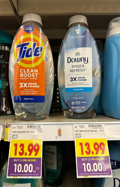 Tide Clean Boost and Downy Rinse & Refresh Kroger Shelf Image