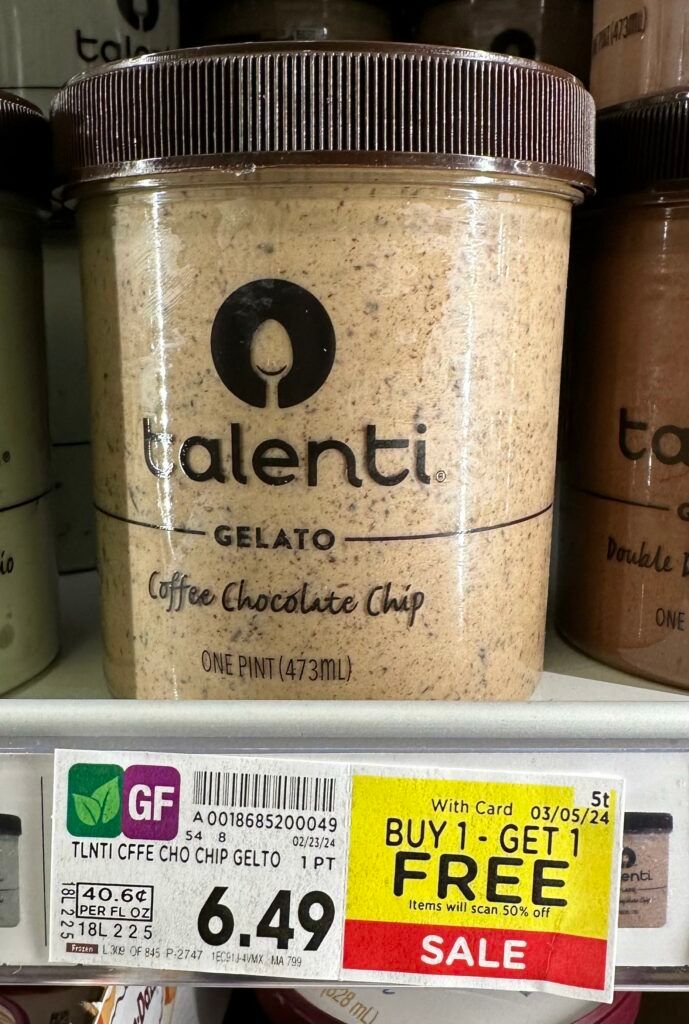 Talenti Gelato Kroger Shelf Image