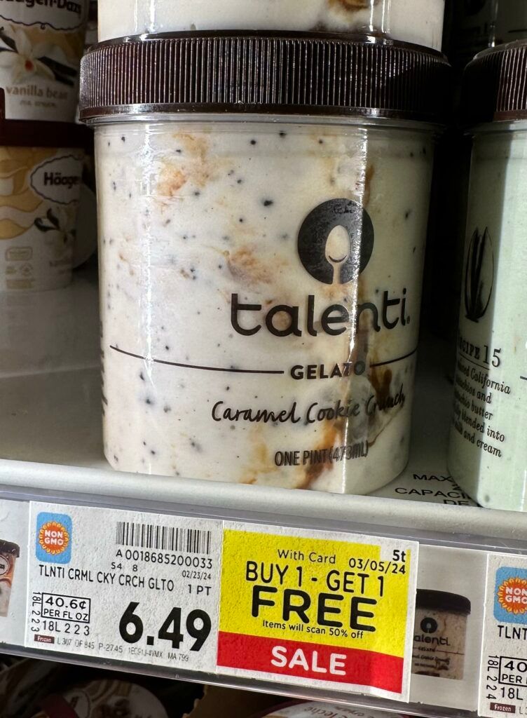 Talenti Gelato Kroger Shelf Image