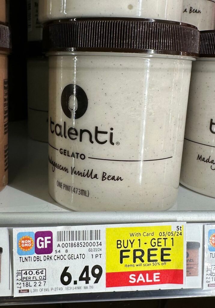Talenti Gelato Kroger Shelf Image