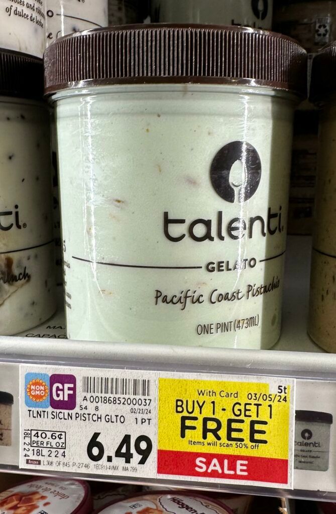 Talenti Gelato Kroger Shelf Image