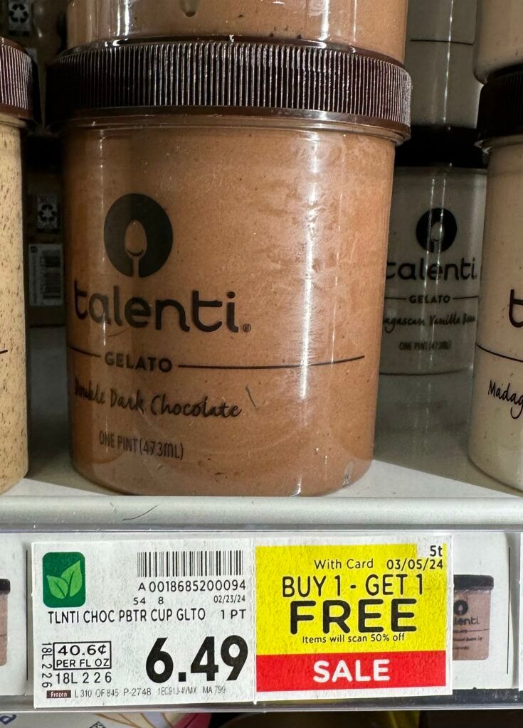 Talenti Gelato Kroger Shelf Image