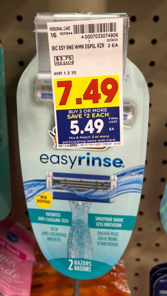 BIC Easy Rinse Razor Kroger Shelf Image