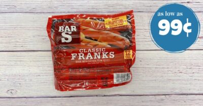A bag of bar s classic franks on a white background.