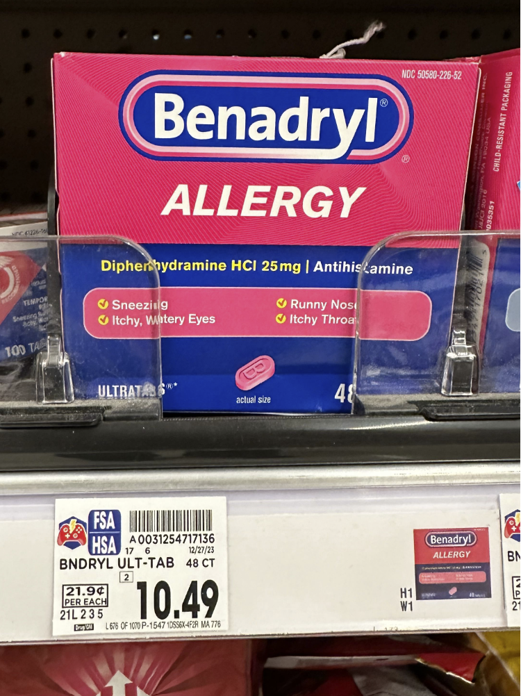 Benadryl Allergy 48 ct Kroger Shelf Image