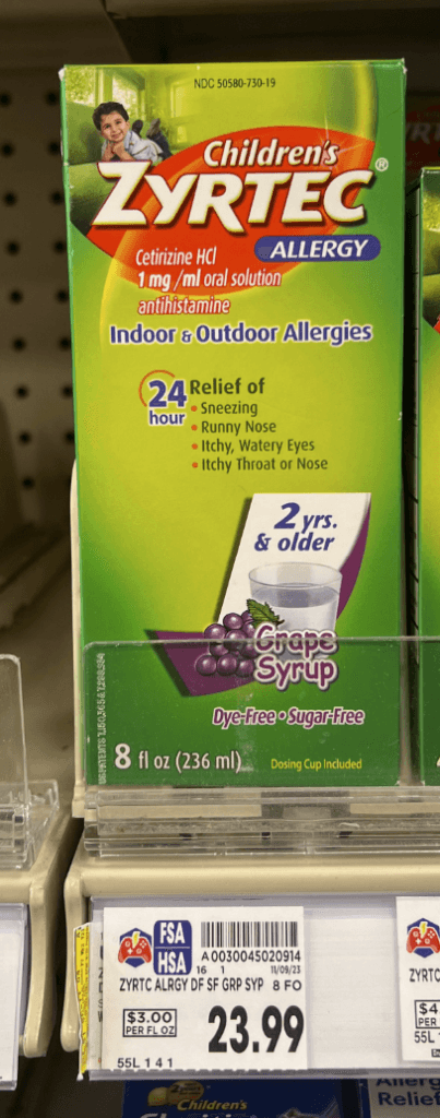 Children's Zyrtec Allergy Kroger Shelf Image