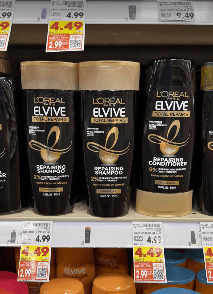 L'Oreal Elvive Shampoo & Conditioner Kroger Shelf Image